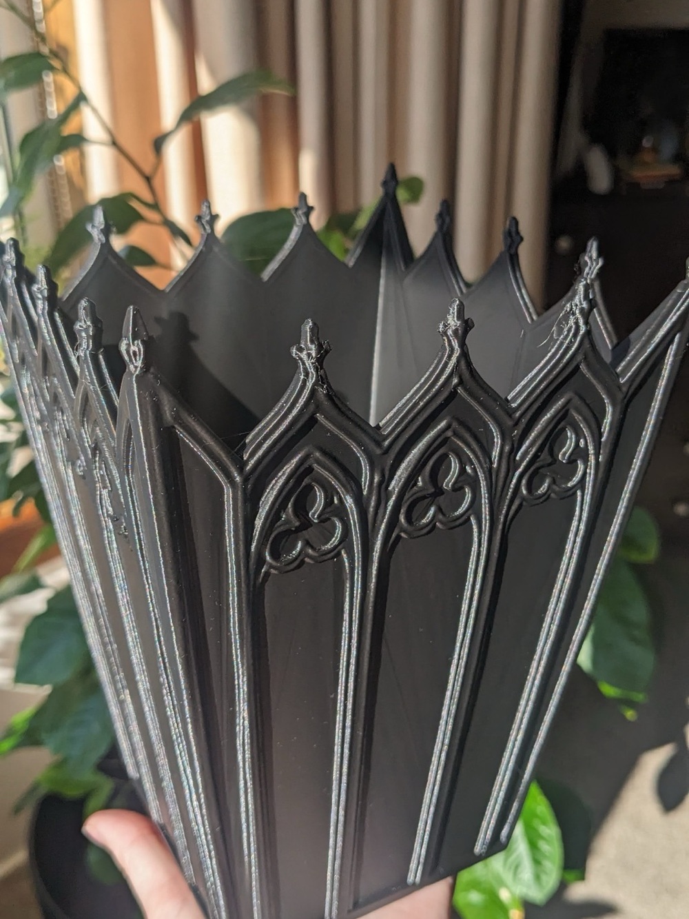 Gothic Cathedral Popcorn Bucket – Black 3D Printed Snack Holder